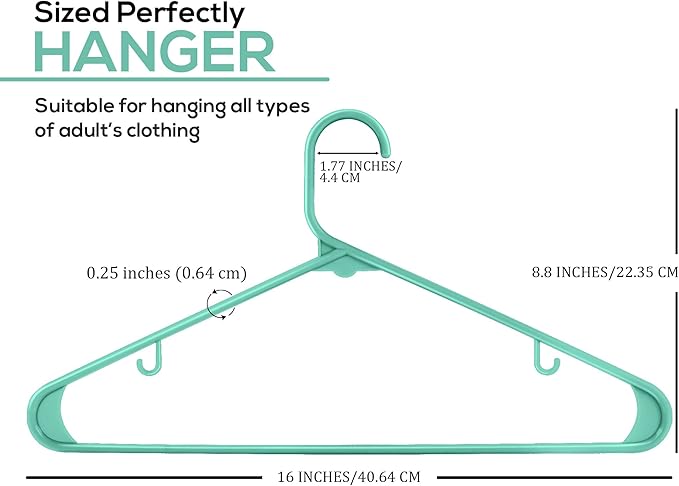 Utopia Home Plastic Hangers 30 Pack - Clothes Hanger with Hooks - Durable & Space Saving (Aqua)