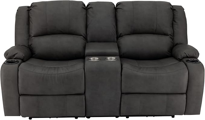 RecPro Charles 70" Powered Double RV Wall Hugger Recliner Sofa | Loveseat | RV Furniture with Upgraded 2023 Fabric (Gunmetal)