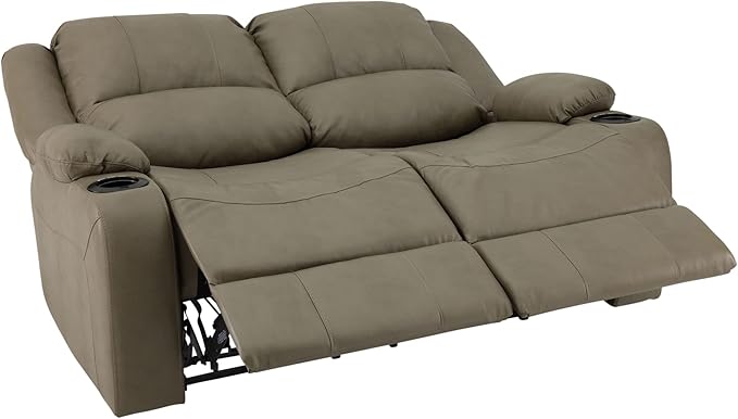 RecPro Charles 58" Powered Double RV Wall Hugger Recliner Sofa RV Loveseat with Upgraded 2023 Fabric (Putty)