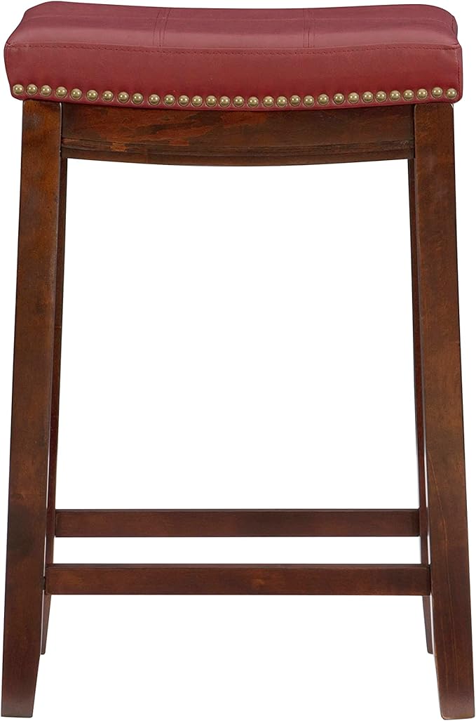 Linon Claridge Red Counter Stool, 26" x 18" x 12.75"