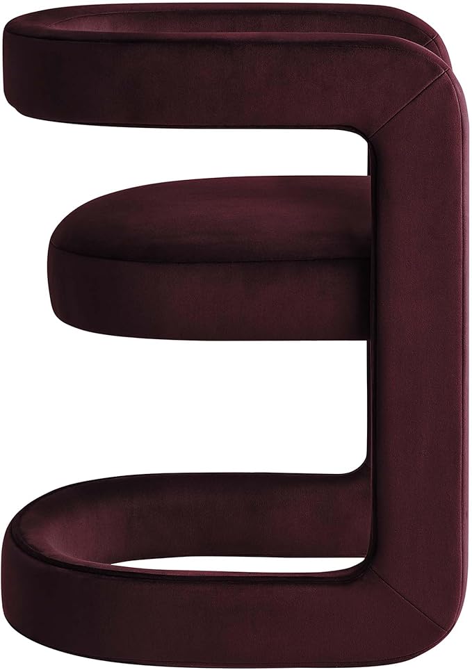 Modway Winslow Stain-Resistant Performance Velvet Dining Chair in Mulberry - Open Back Barrel Armchair - Upholstered Dining Chair - Cozy Reading Chair or Velvet Vanity Chair