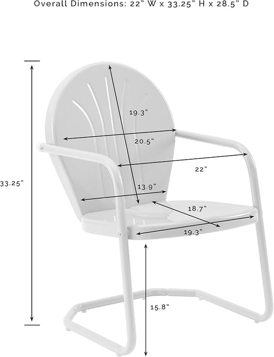 Crosley Furniture Griffith Outdoor Chair, Retro Metal Patio Chairs for Dining, Porch, Deck, Balcony, Grasshopper Green