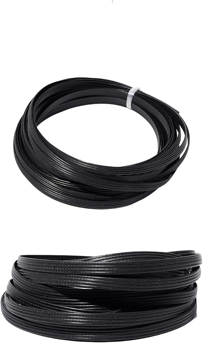 SUQ I OME Wicker Repair Kit, 230Ft/70m Synthetic Rattan Repair Material Waterproof Flat Ribbon for Garden Patio Furniture and Rattan Chair Sofa Basket(8mm W x1.2mm THK)-Black Stripes