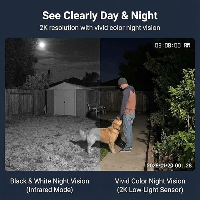 2K Security Cameras Wireless Outdoor with 2.4G/5G WiFi, Battery Powered Tuya Cameras for Home Security, AI Motion Detection, Two-Way Audio, Waterproof, Color Night Vision, Works w/Alexa