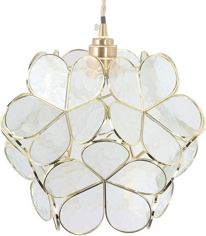 Bieye L10915 Petals Tiffany Style Stained Glass Ceiling Pendant Light for Home Decoration (Clear, 12" Cherry Blossom)