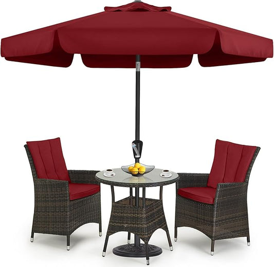 COOSHADE 7.5FT Outdoor Garden Table Umbrella Patio Umbrella Market Umbrella,Crank Open, Push Button 3-Way Tilt,Great for Garden, Deck, Backyard and Pool, 8 Ribs(Burgundy)