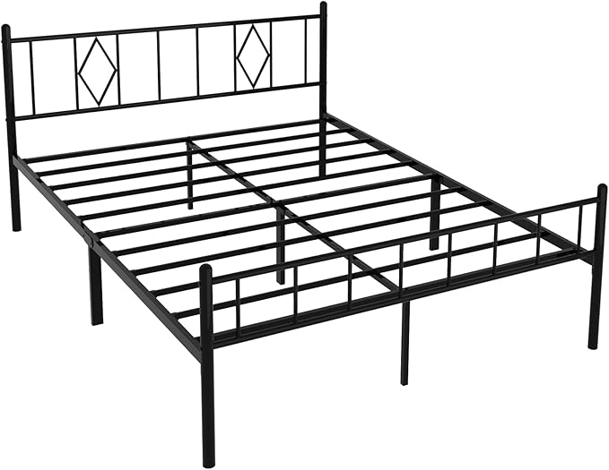 14 Inch Queen Size Bed Frames with Headboard/Footboard, Under Bed Storage, Strong Metal Slats Support, No Box Spring Needed, Noise Free, Easy Assembly, Black