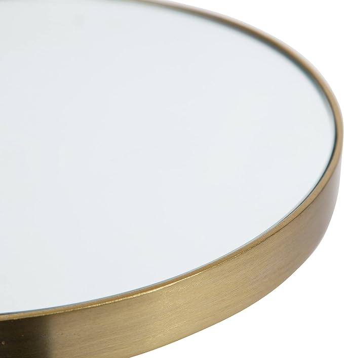 Kate and Laurel Hescott Modern Decorative Round Drink Table with Natural Marble Base and Mirrored Tabletop, 10x10x24, Gold