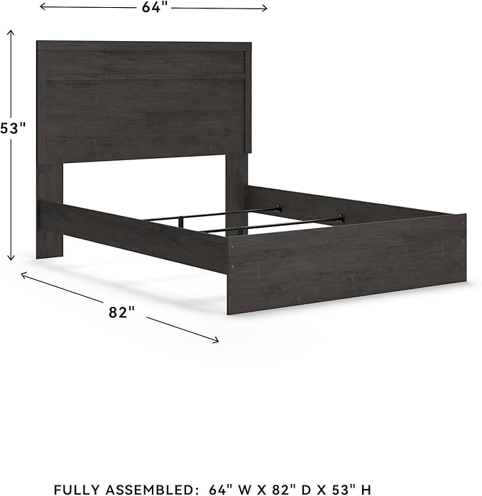 Signature Design by Ashley Belachime Casual Queen Panel Bed with Metal Slats, Foundation or Box Spring Needed, Black