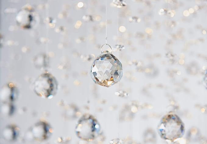 Bestier Modern Crystal Square Raindrop Chandelier Lighting Flush Mount LED Ceiling Light Fixture Pendant Lamp for Dining Room Bathroom Bedroom Livingroom 8 GU10 Bulbs Required 22 in Wide 47 inch High