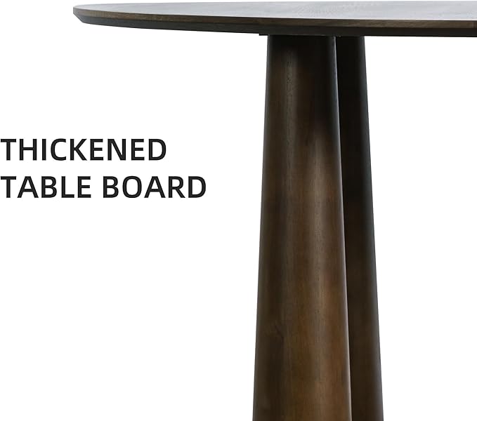 Casaphoria 52" Round Dining Table, Kitchen Table for 6 with Arc-Shaped Edge Top and Cylindrical Legs, Easy Assembly for Living Room, Dining Room, Walnut