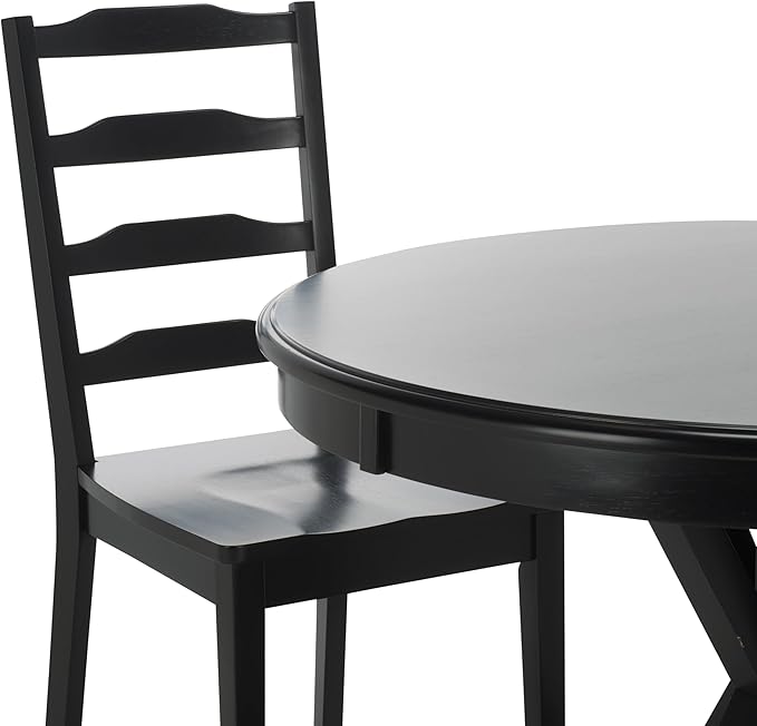 SAFAVIEH Home Collection - Shay Black 5-Piece Wood Dining Set, Traditional Round Table and 4 Chairs, Kitchen or Dining Room (DNS9205B)
