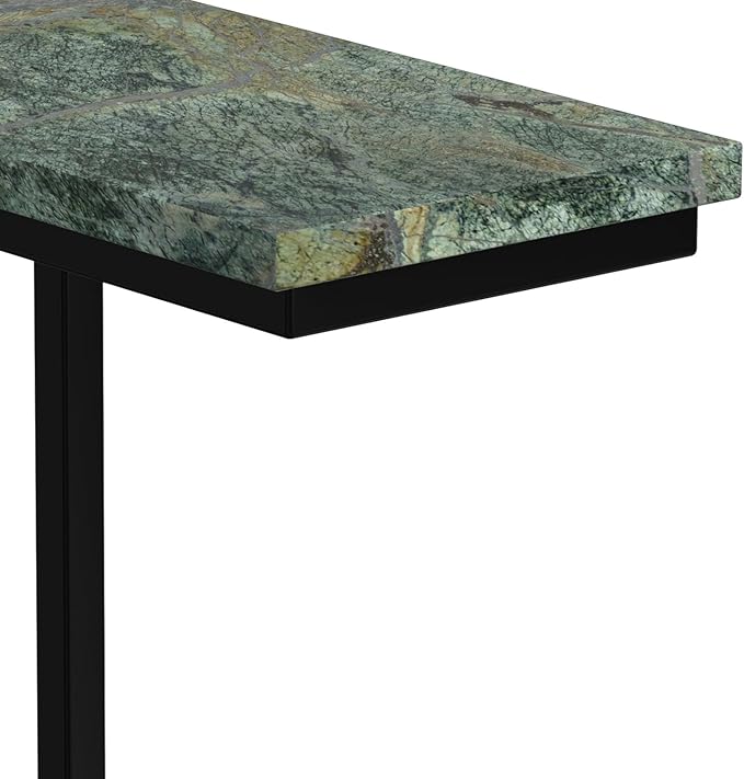 SIMPLIHOME Skyler Metal Table - 18 inch Wide Solid Iron C-Side Table with Genuine Green Marble Top in Black, Industrial Accent End Table for Living Room, Bedroom or Home Office with Slide-Under Design
