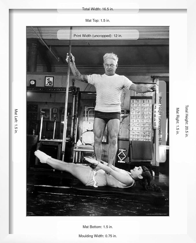 ART.COM Wall Premium Photographic Print Opera Singer Roberta Peters Balancing Her Trainer, Joseph Pilates, on Her Operatic Breadbasket on White Frame by Michael Rougier, 17" x 21"
