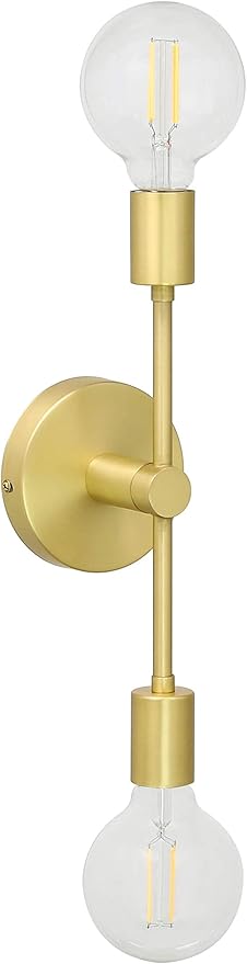 XiNBEi Lighting Brass Wall Sconce, 2-Light Bathroom Sconces Vanity Light Fixture for Mirror Hallway Bedroom (LED Bulbs Included) XB-W1234-2-SB-G30