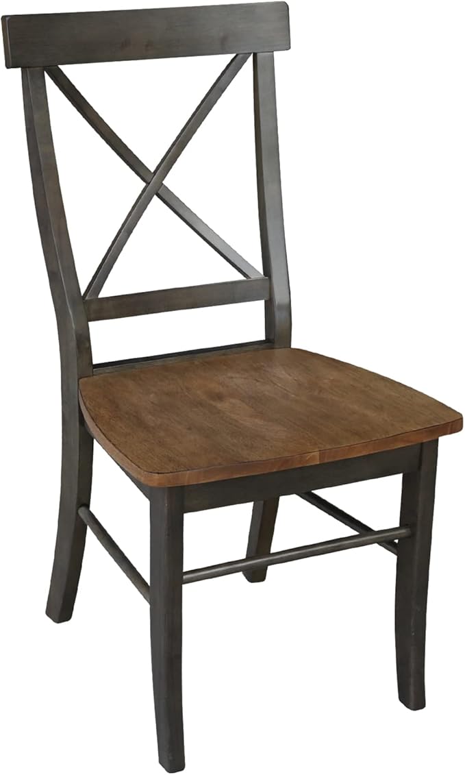 IC INTERNATIONAL CONCEPTS 36" Round Wood Extension Dining Table with 2 Chairs in Hickory/Washed Coal