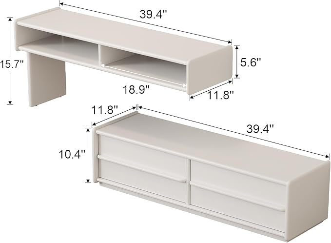 Solid Wood TV Stand for TVs up to 65 Inch，extendable tv Stand with Storage and Shelf for Living Room, Bedroom, Offic,Entertainment Center (White)