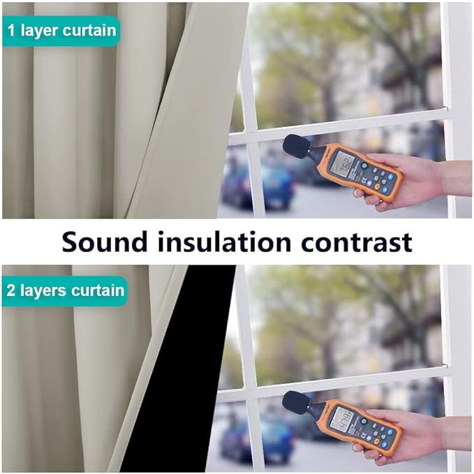 NICETOWN Living Room Completely Shaded Draperies, Privacy Protection & Noise Reducing Drapes, Black Lined Window Treatment Curtain Panels for Patio Sliding Glass Door (Natural, 2 Pieces, W52 x L84)