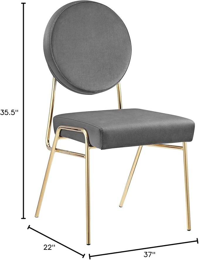 Modway Craft Performance Velvet Upholstered Side Gold Gray, Dining Chairs-Set of 2