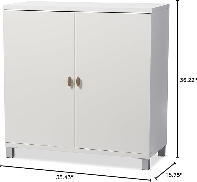 Baxton Studio Marcy Modern & Contemporary Wood Entryway Handbags or School Bags Storage Sideboard Cabinet, White