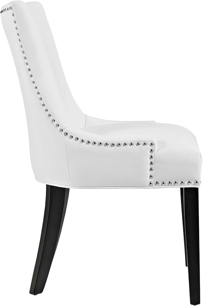 Modway MO- Marquis Modern Faux Leather Upholstered with Nailhead Trim, Dining Chair, White