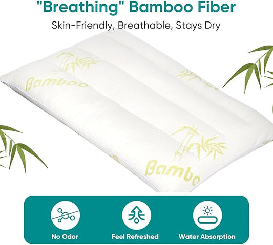 MINUPWELL Ultra Flat Small Pillow for Sleeping, 18x13 in Small Pillow for Travel 7D High Support 2.5 inch Height Ultra Thin Mini Pillows - Rayon Derived from Bamboo