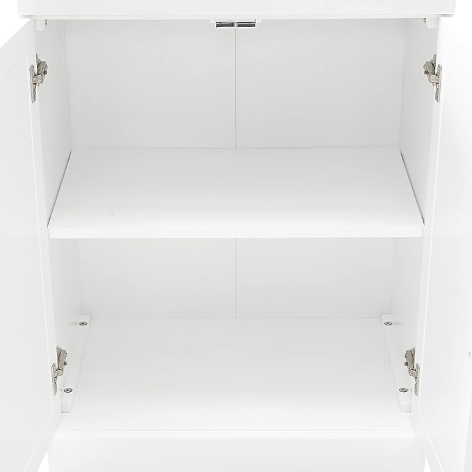 Crosley Furniture Stanton 3-Piece Sideboard Buffet Cabinet and Glass Door Kitchen Storage Pantry Set, White