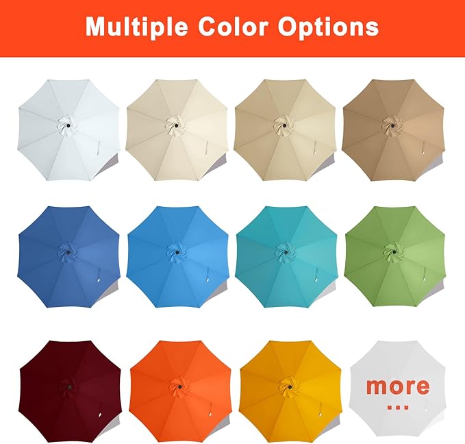 MASTERCANOPY Patio Umbrella 10 ft Replacement Canopy for 8 Ribs-Beige Canopy Only