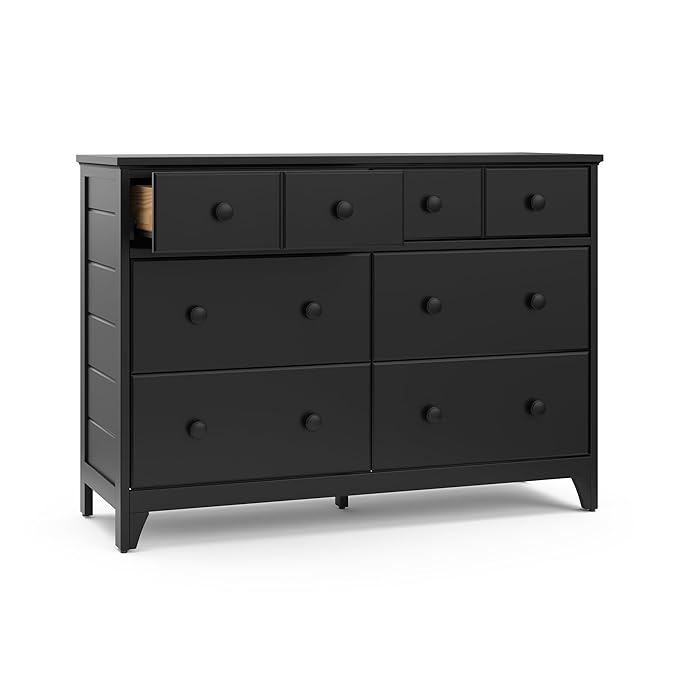 Storkcraft Moss 6 Drawer Dresser (Black) – GREENGUARD Gold Certified Nursery Dresser, Safety-Focused Interlocking Drawer System, Chest of Drawers for Bedroom, Wood Craftsmanship