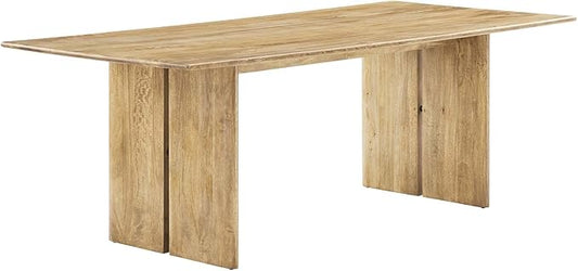 Modway Amistad 86" Solid Wood Modern Farmhouse Rectangular Dining Table in Oak