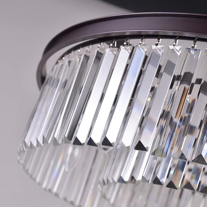 Oil Rubbed Bronze Crystal Chandeliers Modern Contemporary Ceiling Lights Fixtures Pendant Lighting for Dining Room Living Room Chandelier D33.5 8 Lights