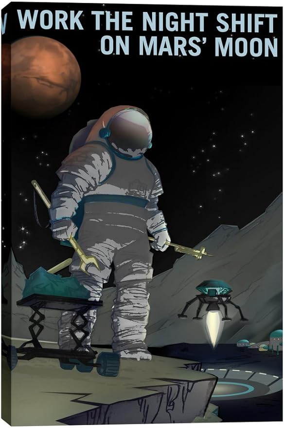 Epic Graffiti 'Mars Explorer Series: Work The Night Shift Space Canvas Wall Art, 40" x 60"