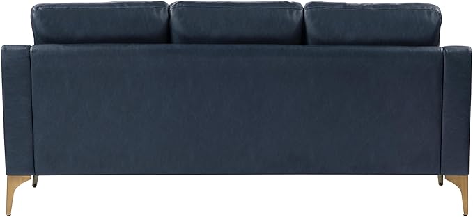 Serta Triton 78" Sofa, Transitional Modern, Dreamcoil Comfort, Metal Legs, Vegan Leather, Navy Blue
