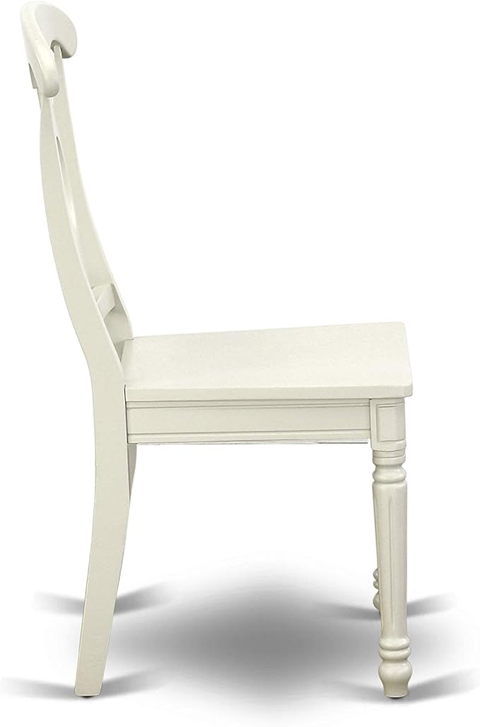 East West Furniture HLKE5-LWH-W 5 Piece Dining Room Table Set Includes a Round Kitchen Table with Pedestal and 4 Dining Chairs, 42x42 Inch, Linen White