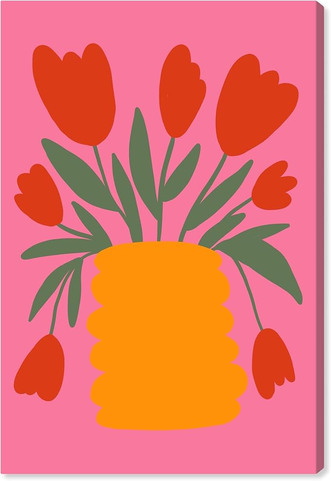 Art Remedy Bright Romantic Tulips Canvas Boho Colorful Wall Art, Gallery Wrapped, 20" x 30"