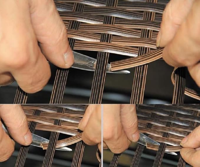Wicker Weaving Tool, Stainless Steel with Non-Slip Silicone Handle Cover, Rattan Webbing Kniting, Prying Tool for Patio Plastic Wicker Furniture Chair Sofa Repair