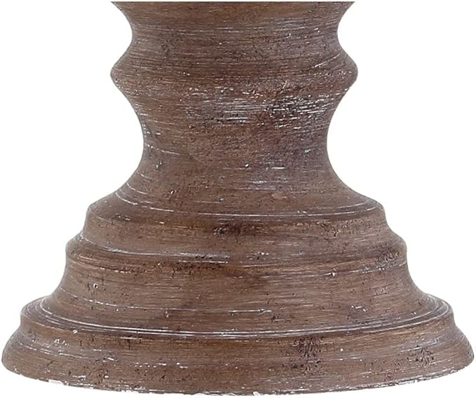 JONATHAN Y 26.5" Brown Faux Bois Resin Table Lamp, Traditional Wood Turned Design for Living Room Bedroom, Light Taupe Linen Shade, LED Bulb Included, UL Listed JYL1001A