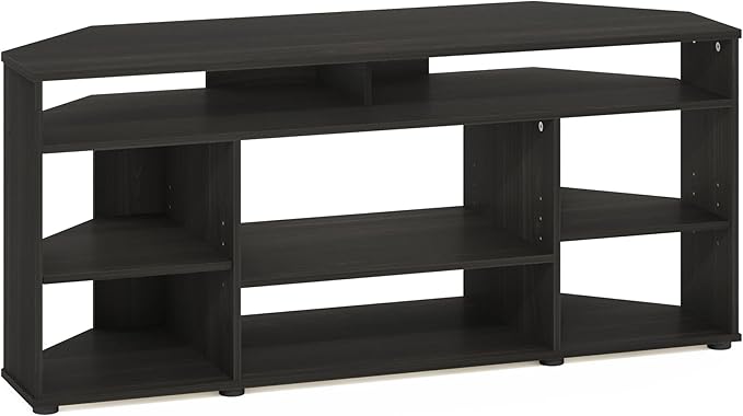 Furinno Jensen TV Stand, Corner Entertainment Center, TV Console for TV up to 55 Inch, for Living Room, Bedroom, Espresso