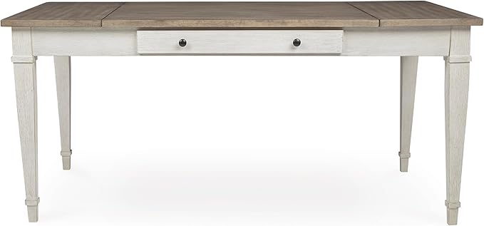 Signature Design by Ashley Skempton Farmhouse Rectangular Dining Room Table with Storage, White & Light Brown