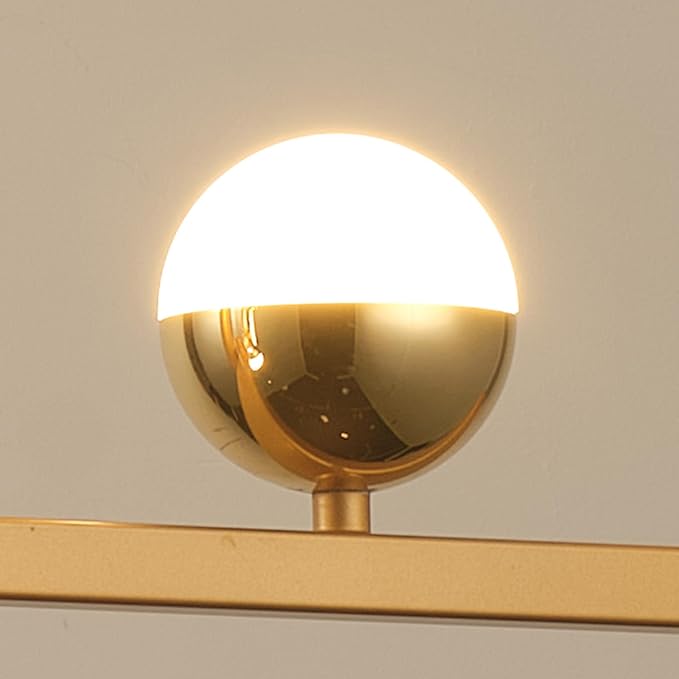 LED Gold Chandeliers for Dining Room, 39in Dimmable Modern Chandelier Gold Pendant Lights for Kitchen Island, Linear Ring Globe Pendant Light Fixtures Dining Room Lights Ceiling Hanging