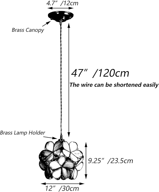 Bieye L11034 Petals Tiffany Style Stained Glass Ceiling Pendant Light for Home Decoration (Cream White, 12" Rose Lily)