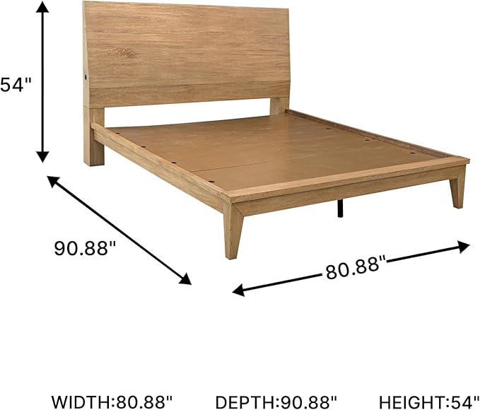 Signature Design by Ashley Sherbana Scandinavian King Panel Platform Bed with Bunkie Board and USB Charging Ports, Foundation or Box Spring Not Needed, Light Brown