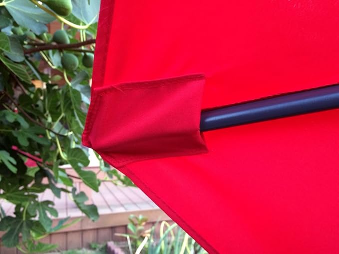 BELLRINO DECOR Replacement RED " STRONG & THICK " Umbrella Canopy for 9ft 6 Ribs Bright Red (Canopy Only)