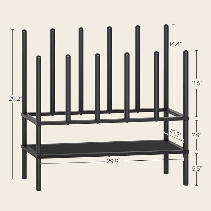 Free Standing Shoe Rack, 3 Tier Boots Rack Organizer, Tall Boots Rack for Closet, Cowboy Boot Storage, Holds 10 Pairs, Black SS09BBY1