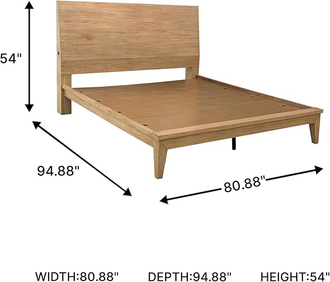 Signature Design by Ashley Sherbana Scandinavian California King Panel Platform Bed with Bunkie Board and USB Charging Ports, Foundation or Box Spring Not Needed, Light Brown