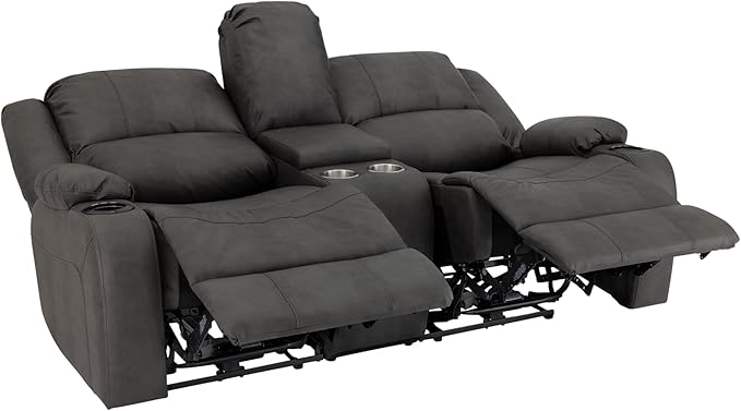 RecPro Charles 70" Powered Double RV Wall Hugger Recliner Sofa | Loveseat | RV Furniture with Upgraded 2023 Fabric (Gunmetal)