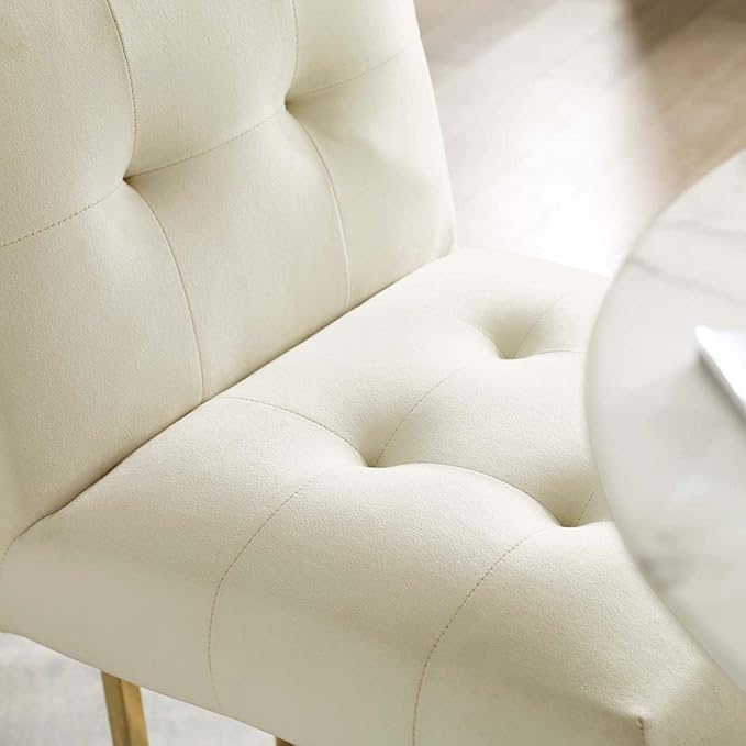 Modway Privy Gold Stainless Steel Performance Velvet Bar Stool, Ivory