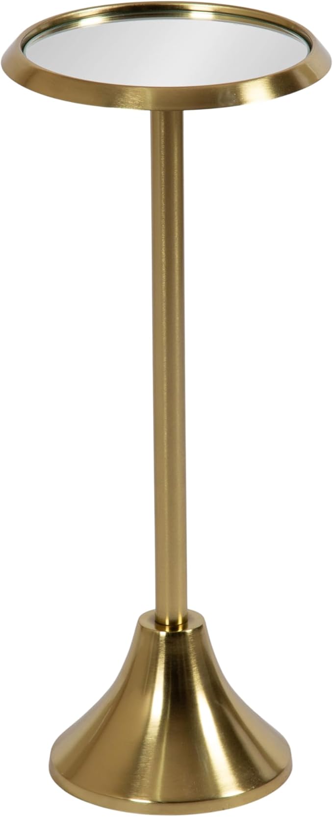 Kate and Laurel Sanzo Modern Pedestal Drink Table; 10 x 10 x 23; Antique Gold; Decorative End Table with Mirrored Tabletop for Use as Small Plant Stand or Cute Martini Table