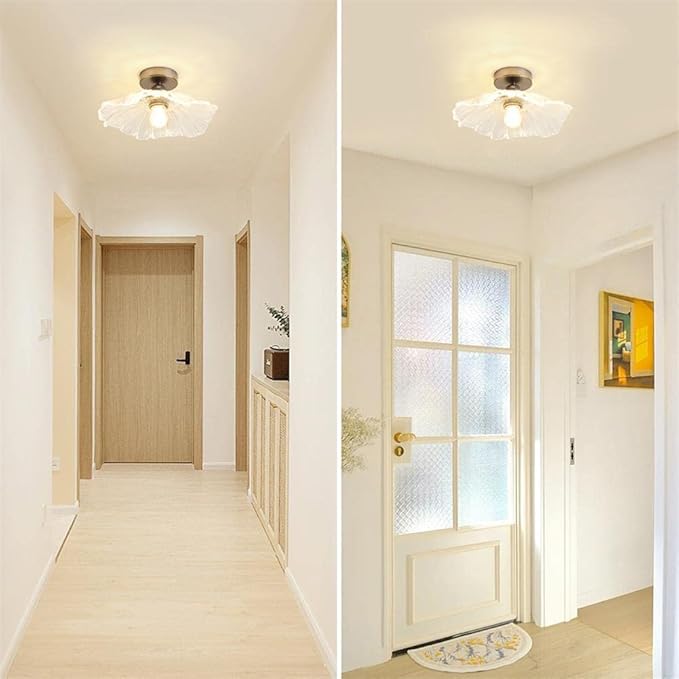 Semi Flush Mount Ceiling Light Black Light Fixture Flush Mount Light Fixture for Hallway Dining Room Bedroom Entryway