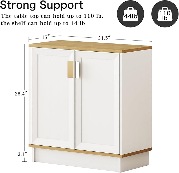 Sideboard Buffets Storage Cabinet, Modern Kitchen Storage Cabinet with Doors, Farmhouse Buffet Table Console Table Coffee Bar for Entryway Kitchen Dining Room, White